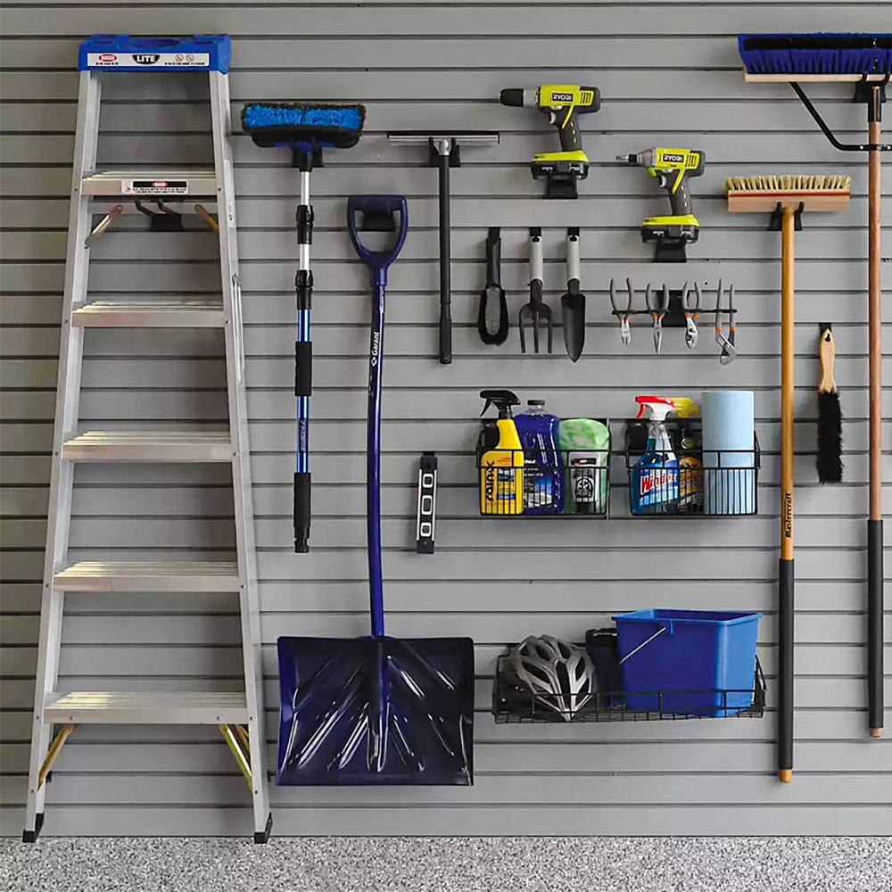 Heavy Duty PVC Slat Wall Panel Waterproof Interlocking Garage Wall Organizer 75 Lb Load Capacity Customize