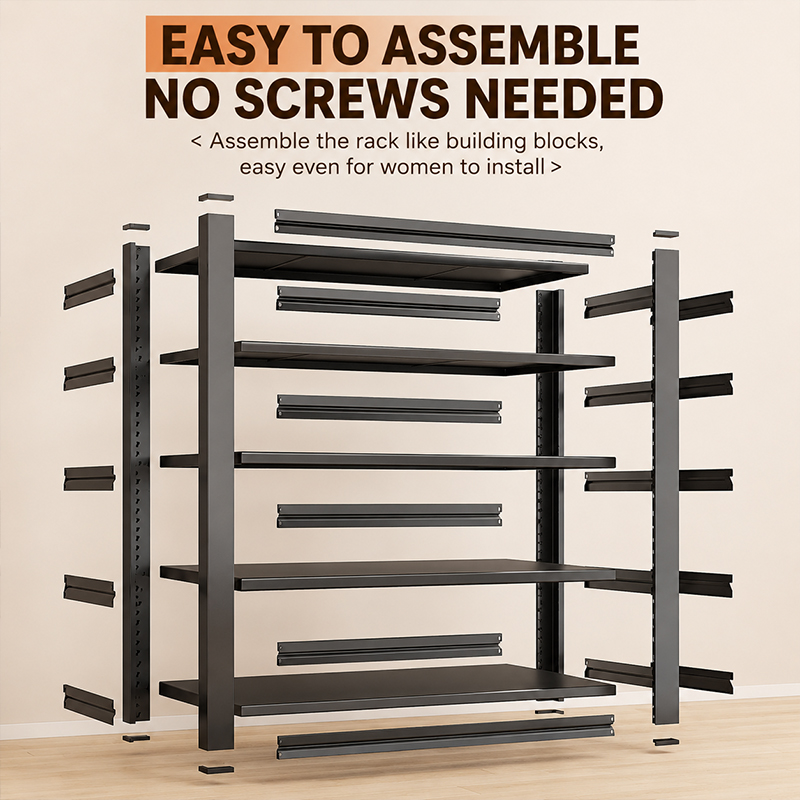 Heavy Duty Powder Coated Metal Warehouse Storage Rack Shelf, 300kg,500kg Capacity, Steel &amp; Iron Construction for Garages