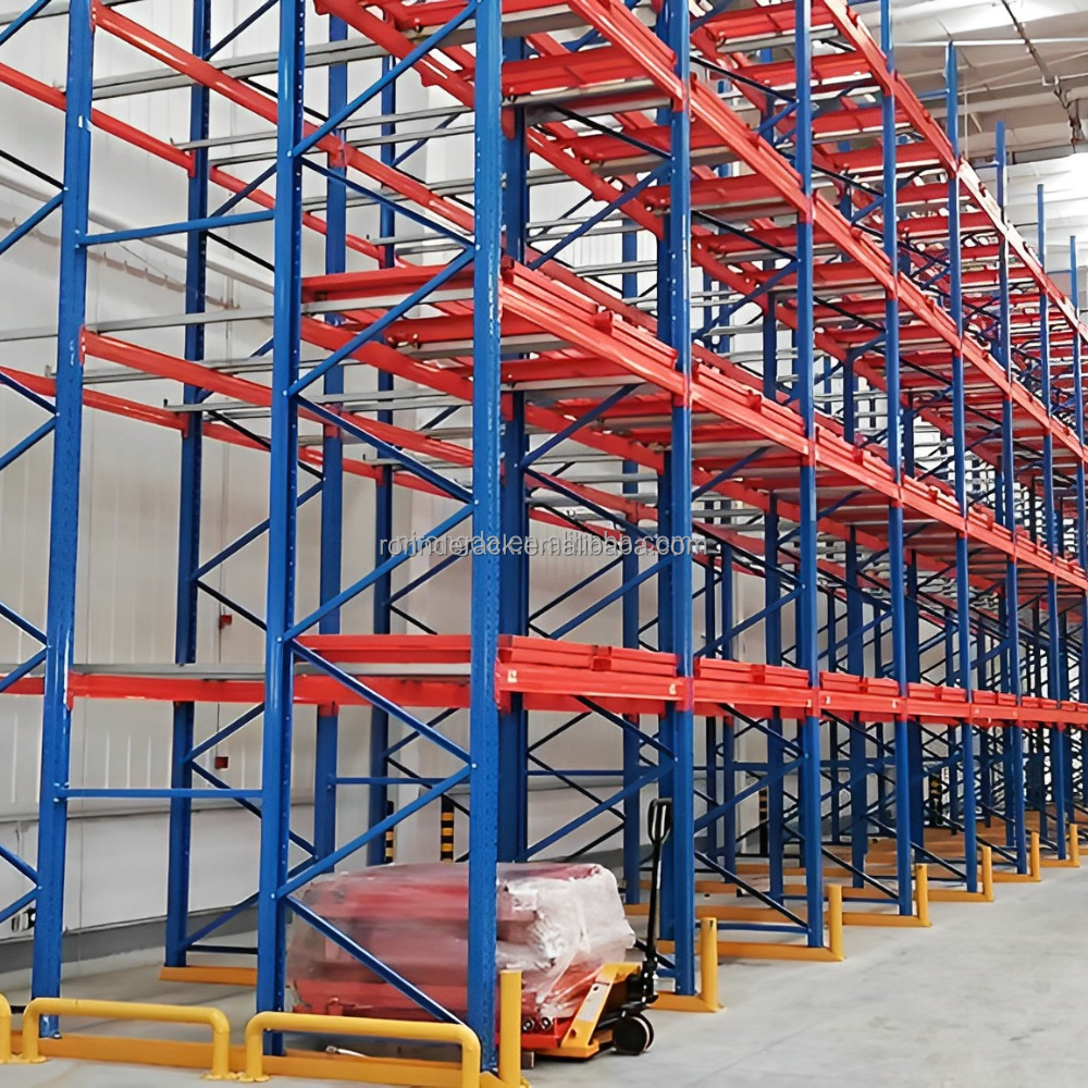 High Density Storage System Vertical Racking Heavy Duty Push Back Pallet Rack