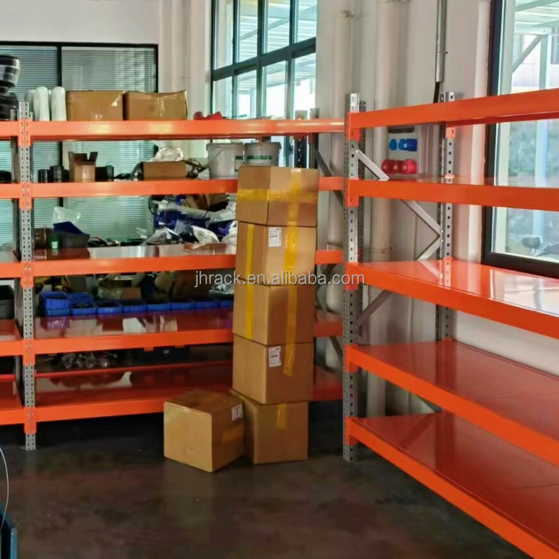 Orange And Light Grey Storage Racks Warehouse Pallet Racking Metal Shelf Long Span Rack Light Duty Shelving With Bolts