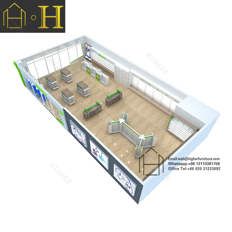 Pharmacy Gondola Display Shelf Racks Pharmacy Shelving Store Furniture Showcase Retail Cosmetics