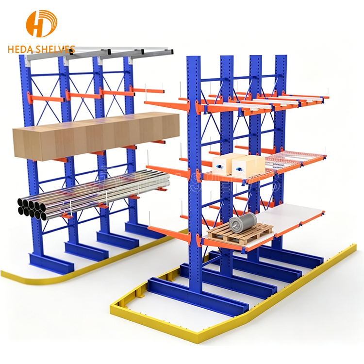 Customized Industrial Cantilever Racking Warehouse Storage Rack Upright Frames Heavy Duty Cantilever Racks Steel Storage Shelf
