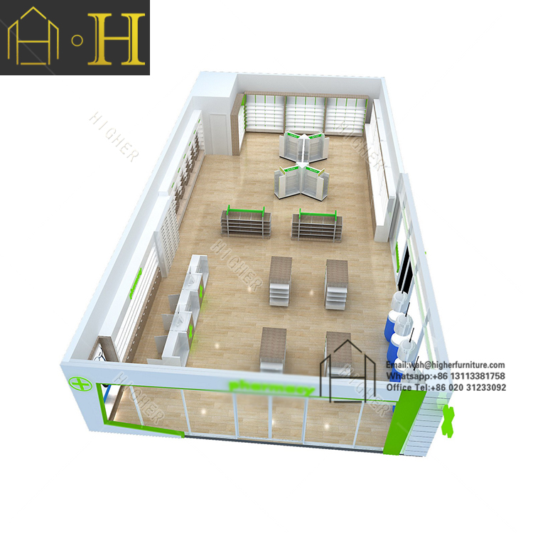 Pharmacy Gondola Display Shelf Racks Pharmacy Shelving Store Furniture Showcase Retail Cosmetics