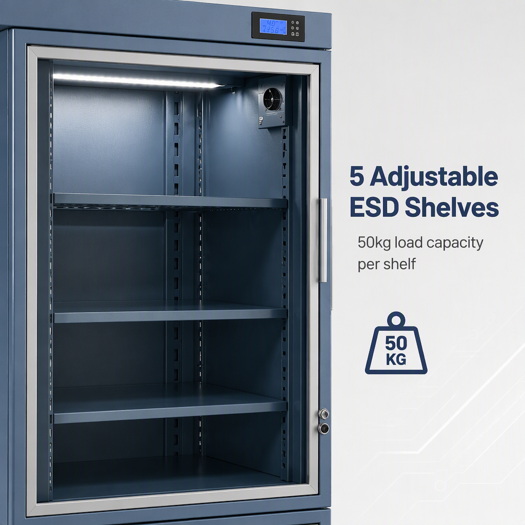 4 Door 220V Nitrogen Storage Cabinet Ultra Low Humidity ESD Safe Shelves Digital Control Moisture Sensitive Semiconductor IC PCB