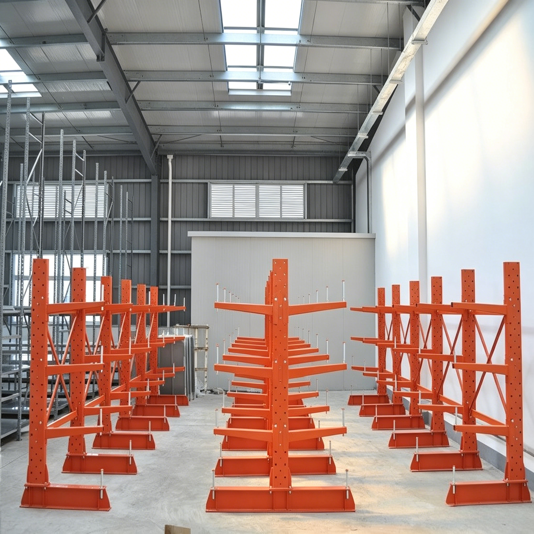 Multi Layer Vertical Space Saving Cantilever Rack Round Tube Square Tube Inventory Distribution Center Cantilever Racking