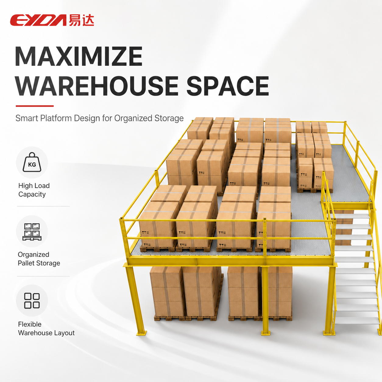 Modular Detachable Warehouse Mezzanine Loft Platform Heavy Load Pallet Storage Steel Corrosion Protected Plug-In Installation