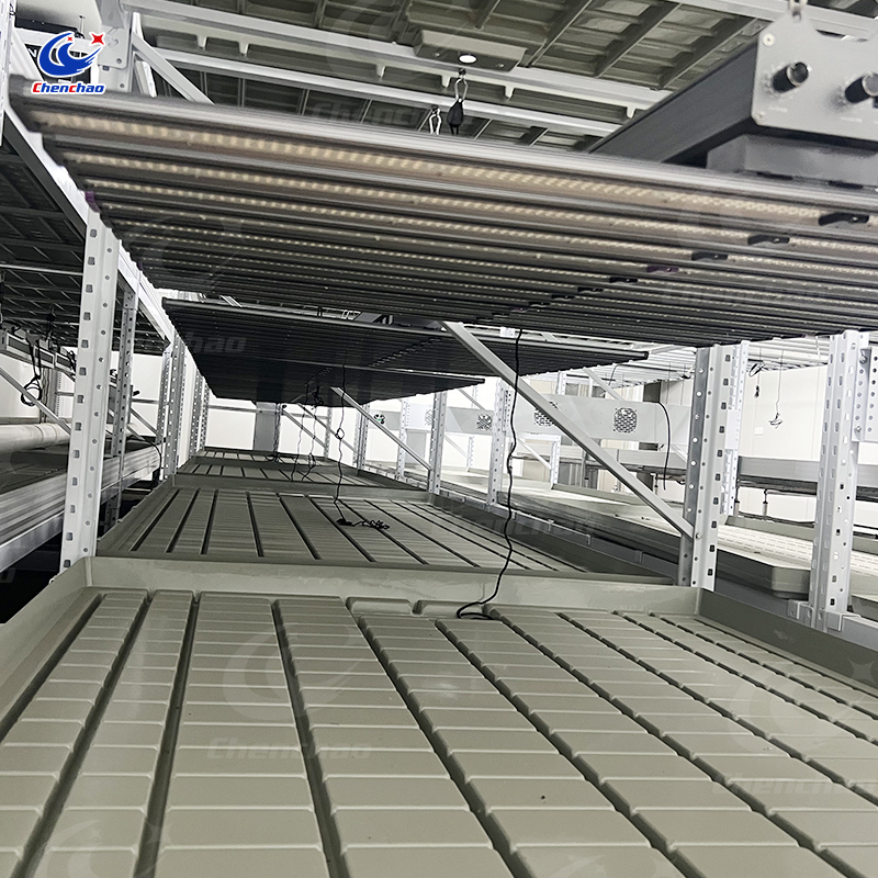 Multi-Layer Vertical Farm Grow Rack, Mobile Ebb and Flow Rolling Bench System for Indoor Hydroponic Greenhouse