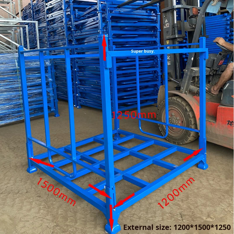 Foldable Stacking Turnover Rack Fabric Metal Steel Pallet Movable Foldable Stacking Shelf for Warehouse