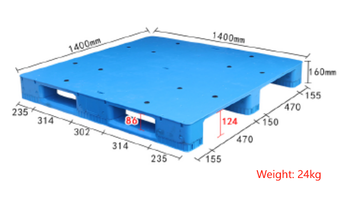 NEXARA Mould Racking HDPE Recycle Material 1414 1400*1400*160mm Flat Surface Three Runner Logistics Pallet For Logistic Turnover