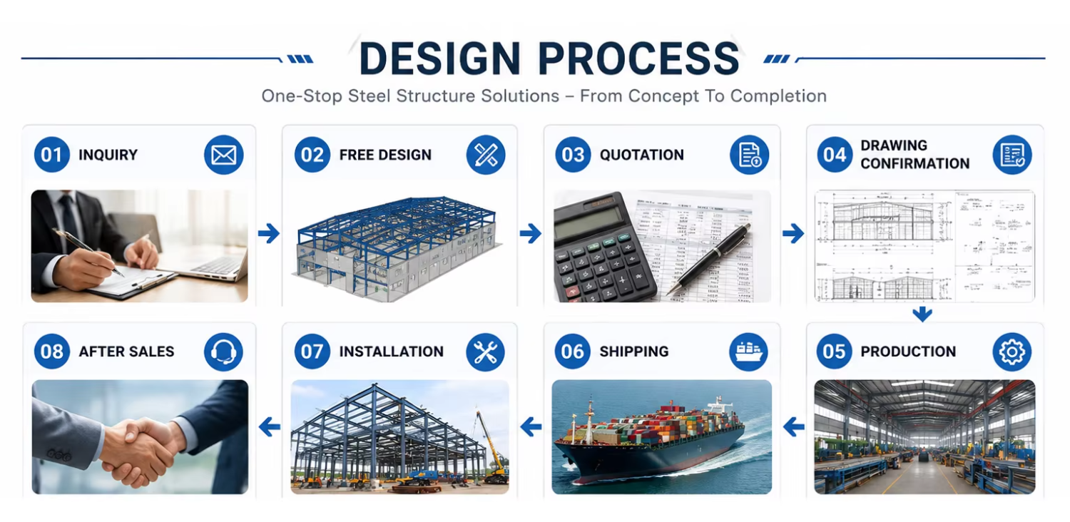 Prefabricated Metal Warehouse Building Steel Structure Industrial Storage Workshop Logistics Hub Steel Frame AISC CE ISO