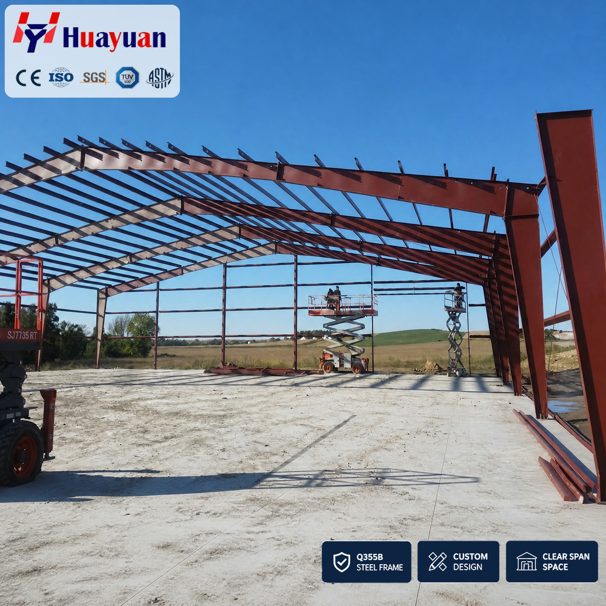 Prefabricated Steel Warehouse Building Raw Material Storage Factory Workshop Large Span Steel Frame Construction