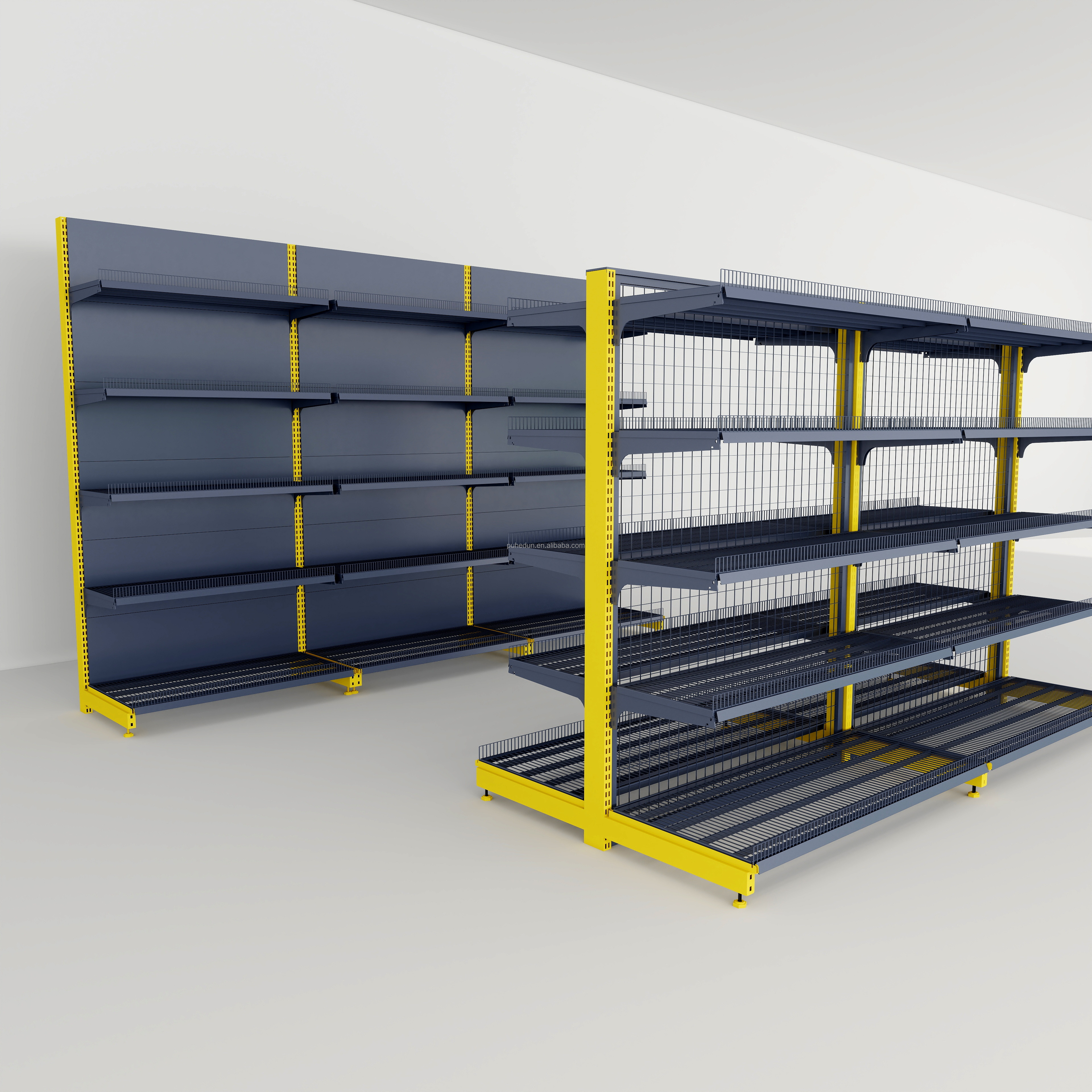 Double-Sided Heavy Duty Metal Light Duty Economical Freestanding Supermarket Shelves Warehouse Storage Display