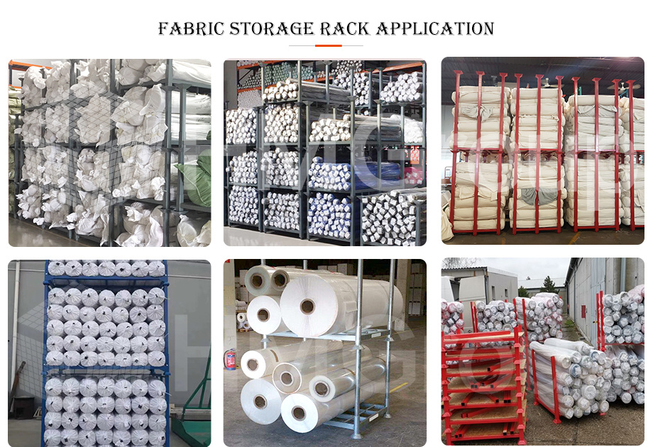 Customization Powder Coated Heavy Duty Steel Metal Stackable Demountable Textile Storage Rack for Fabric Rolls Warehouse