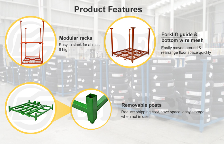 Storage Metal Welded Stackable Durable Heavy Duty Steel Truck Tyre Storage Rack for Warehouse