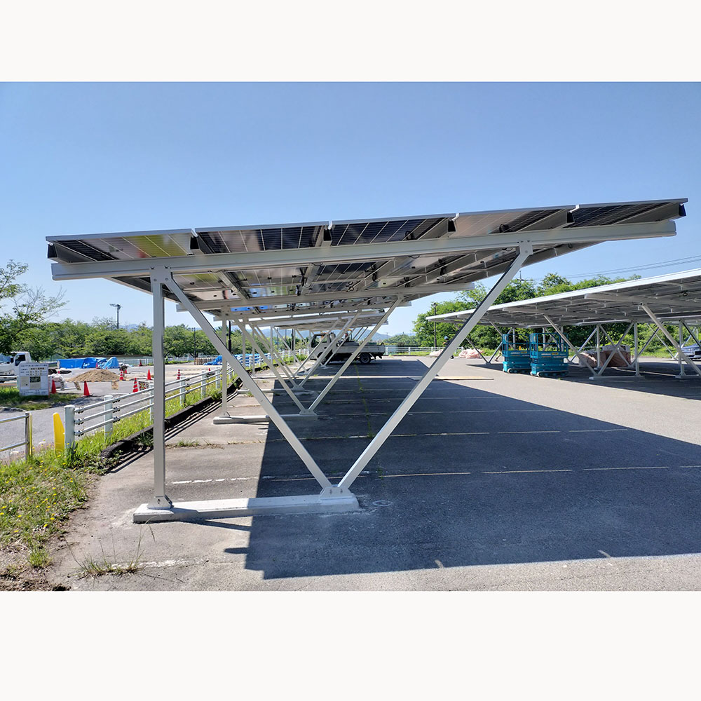 Champagne Fully Waterproof Four Column Residential Aluminium Metal Solar Carport Structure Racking For Car Parking Garages