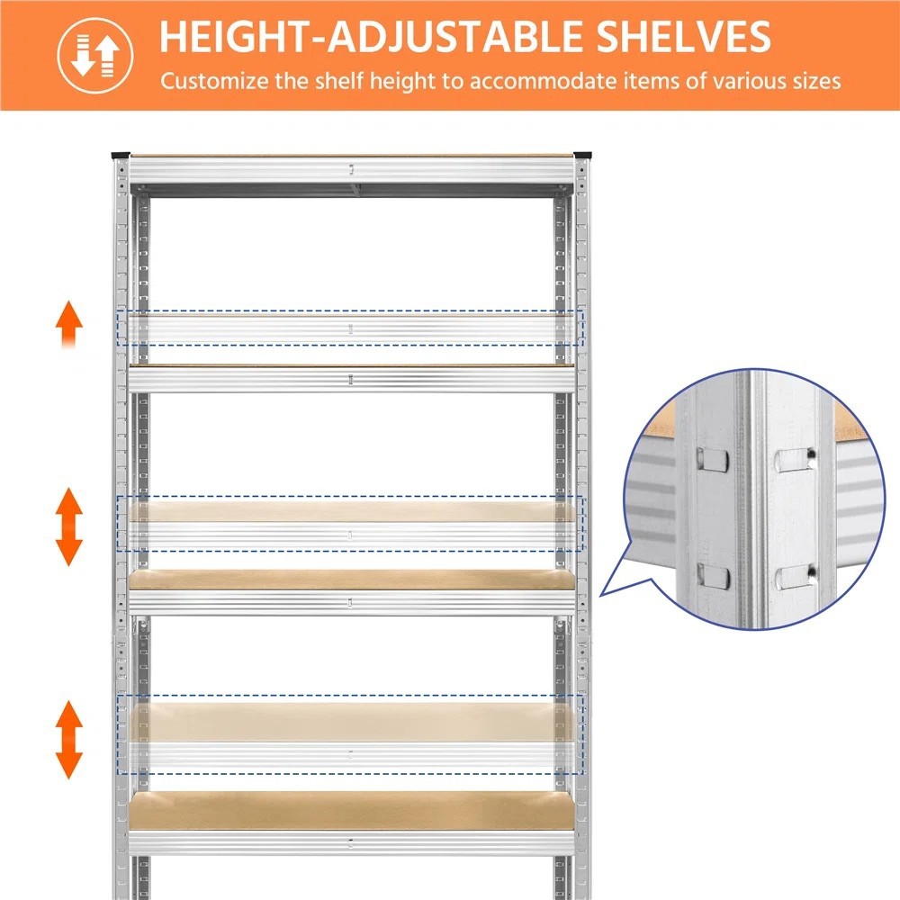 Heavy Duty 5-Layer Metal Shelf 180x90x40cm Galvanized Rust Resistant | Modular Storage Rack With Tool-Free Assembly