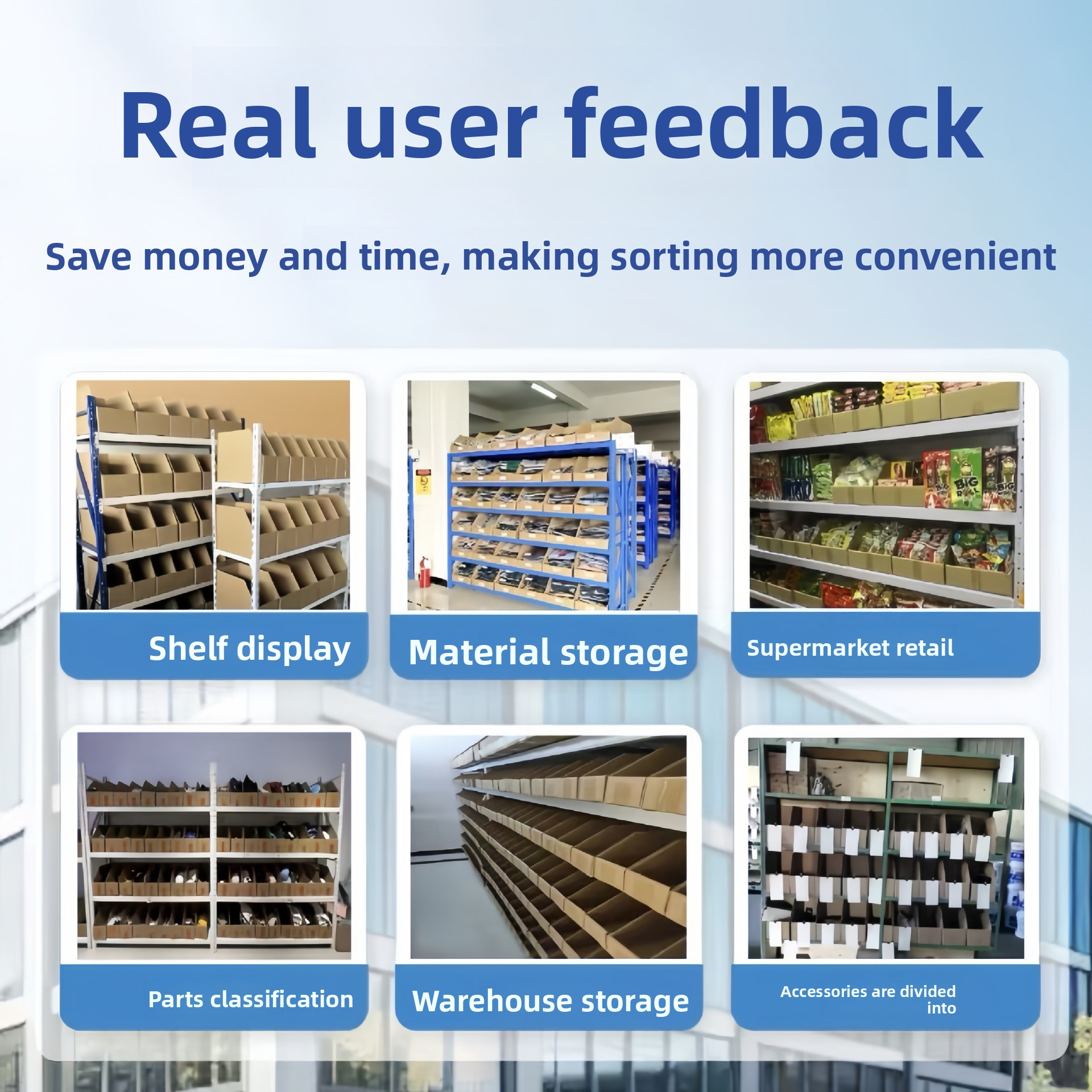 Five-Layer Slanted Top Sorting Storage Shelves with Extra Hard Paper Boxes for E-Commerce Warehouses and Book Storage