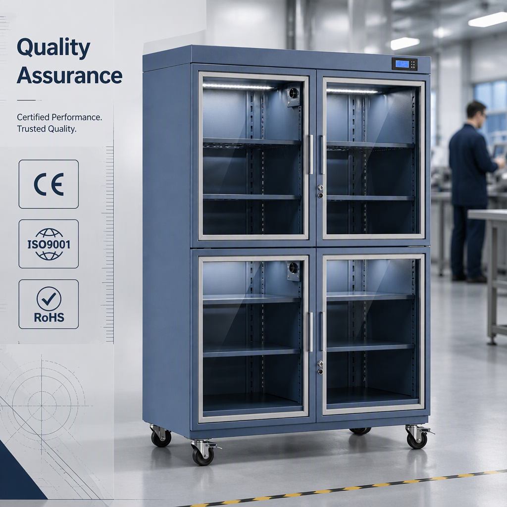 4 Door 220V Nitrogen Storage Cabinet Ultra Low Humidity ESD Safe Shelves Digital Control Moisture Sensitive Semiconductor IC PCB