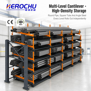 Hand Crank Telescopic Cantilever Rack | Single Side 4 Levels 1000 kg Per Arm | Q235B Steel | Steel Pipe Bar Sheet Metal Storage