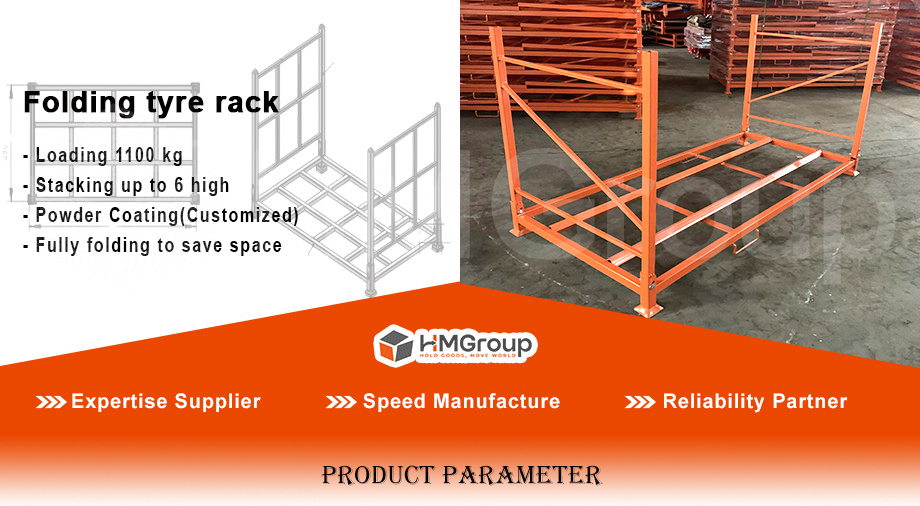 Customized Heavy Duty Transport Warehouse Metal Steel Stacking Folding Tire Storage Rack