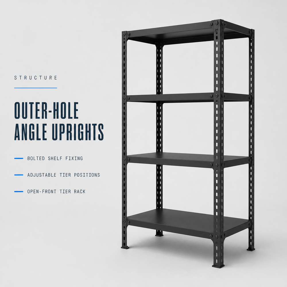Anti-Rust Steel Corrosion Protection 5-Tier Adjustable Display Stand Storage Racking Warehouse Shelf Slotted Angle Metal
