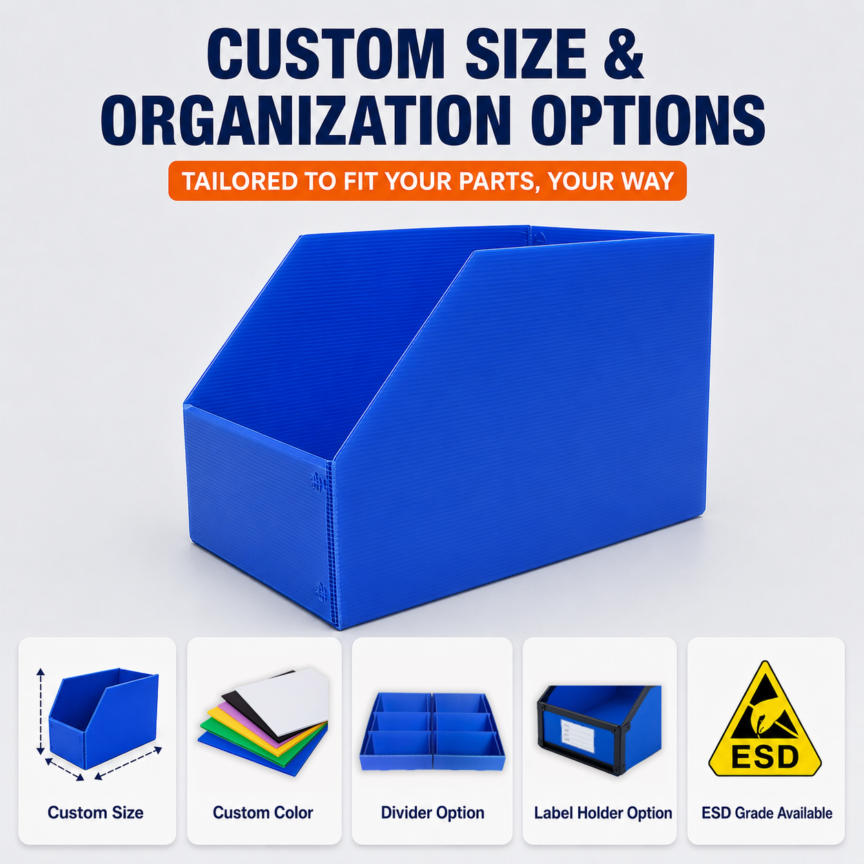 Corrugated Plastic Stackable Storage Boxes For Warehouse Clothing Picking And Organization Bins