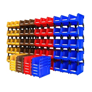 Wall Mounted Stackable Plastic Storage Bin Garage Rack Shelf for Screw Nut Hardware Electronics Parts