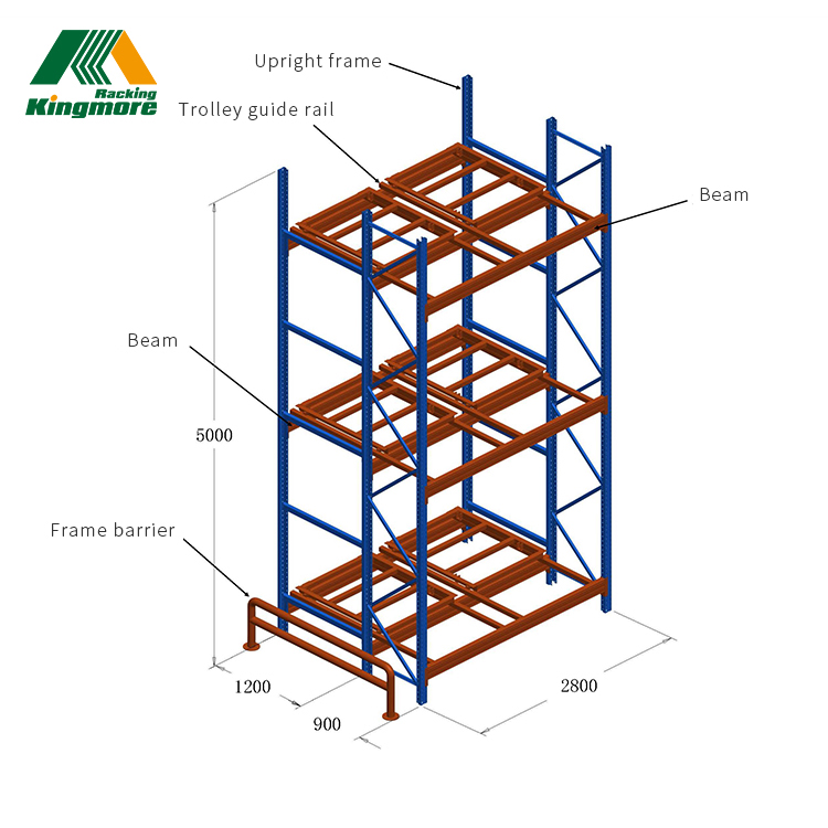 Heavy Duty Push Back Rack Stacking System Industrial Metal Rack Storage Equipment Warehouse Rack