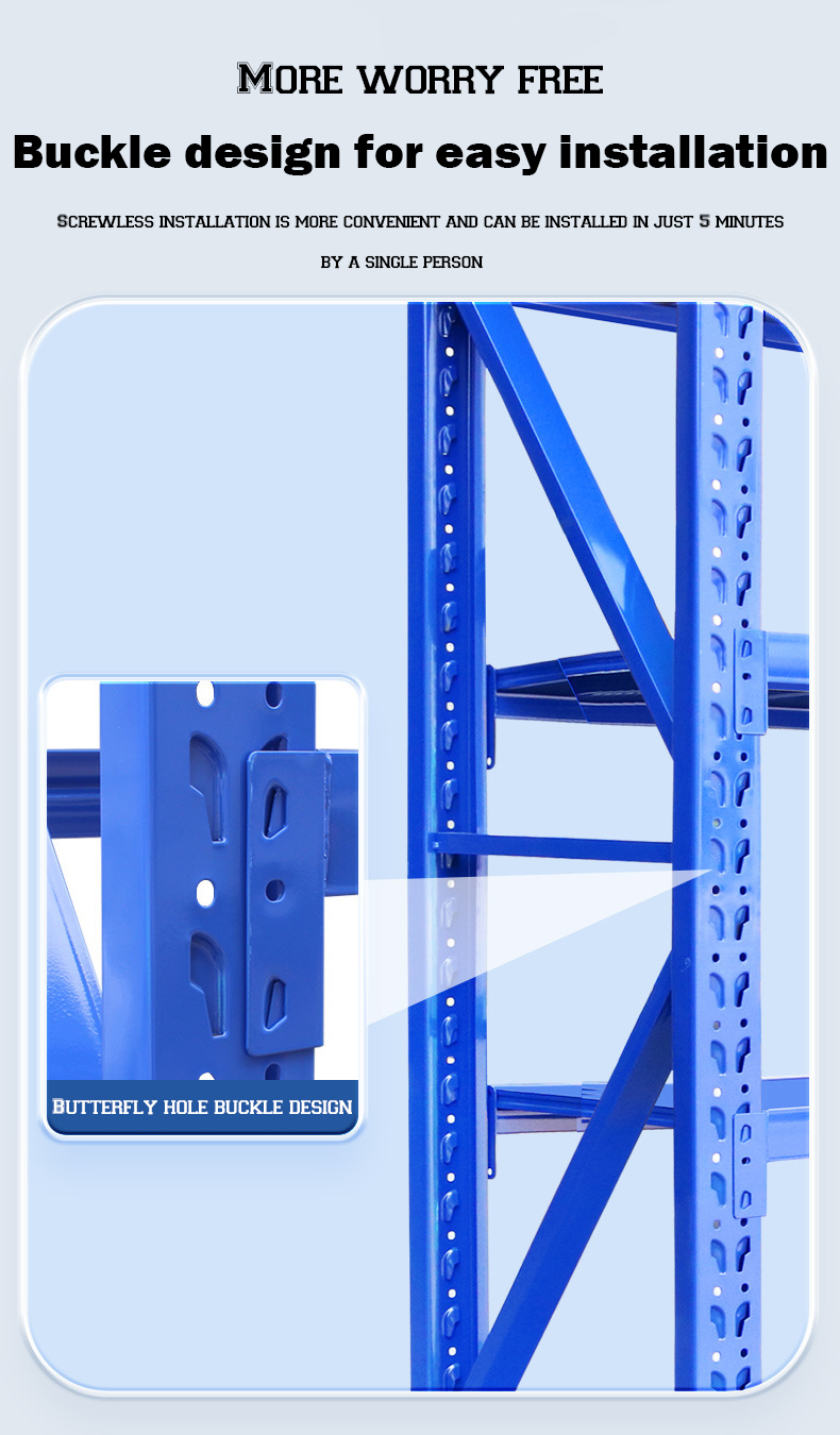 Heavy Duty 4-Layer Drive-Through Pallet Rack Iron Steel Powder Coated Adjustable Shelves Customizable Length for Warehouse
