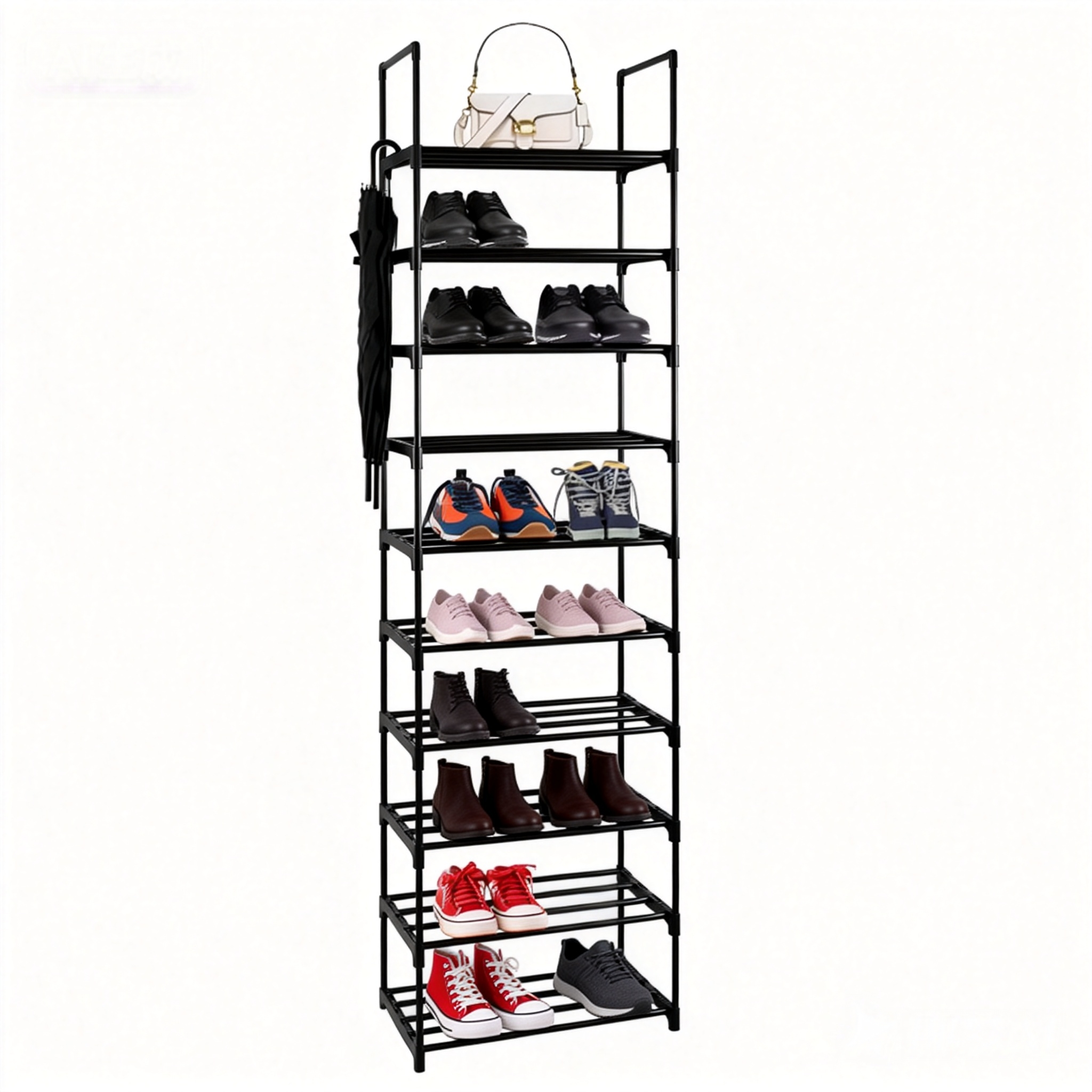 High Capacity 10-Tier Shoe Storage Rack Anti-Tilt Sturdy Metal Frame Organizer for Bulk Wholesale &amp; Home Use