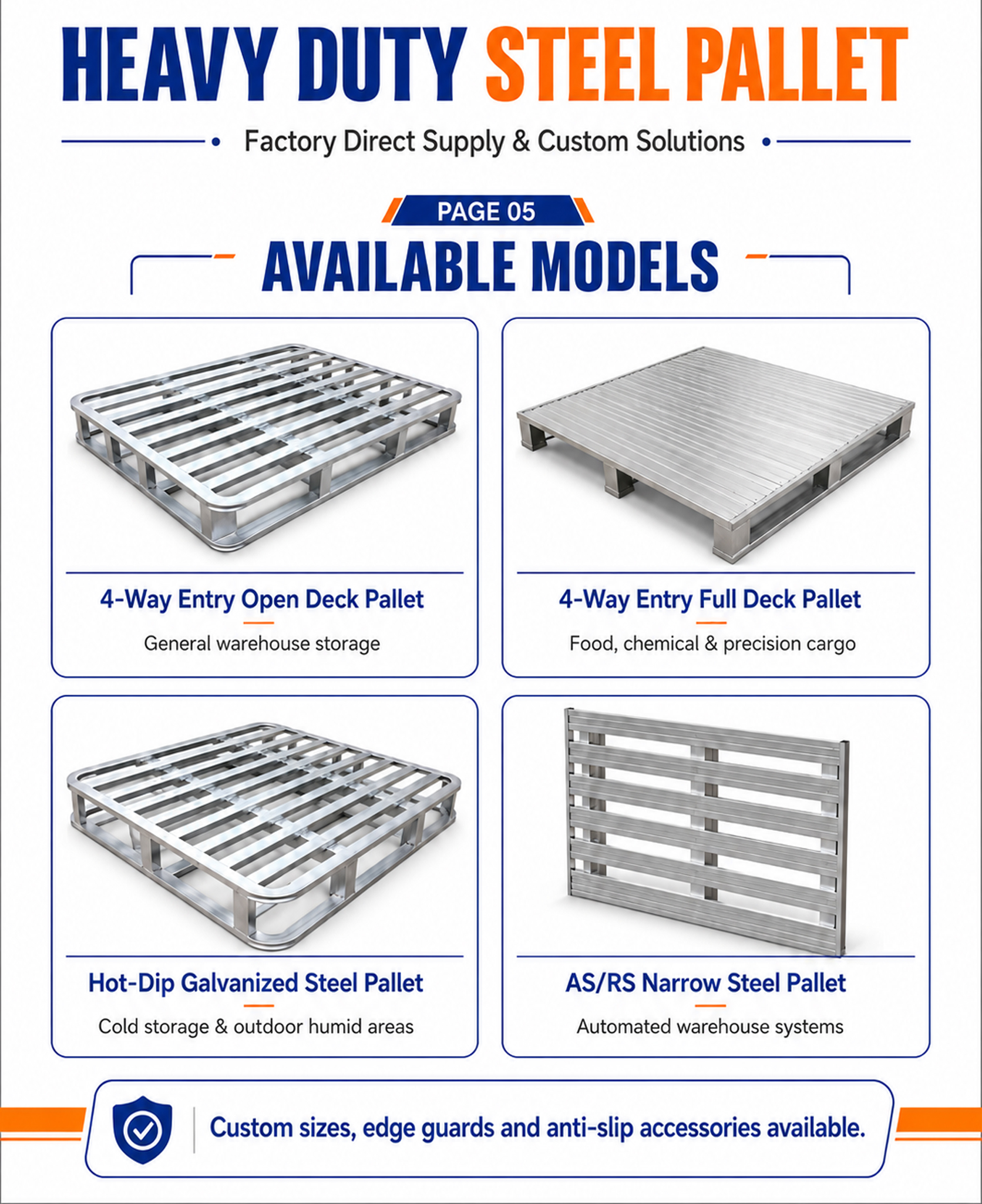 Heavy Duty Steel Pallet 1200x1200x125mm Warehouse Storage Metal Pallet for Pallet Rack System