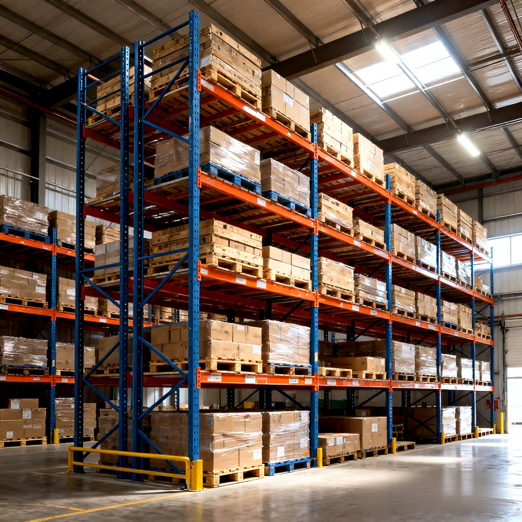 High-Rise Heavy Duty Beam Racking 10-15m Tall Steel Storage Shelves for Large Logistics Center Palletized Cargo Stacking