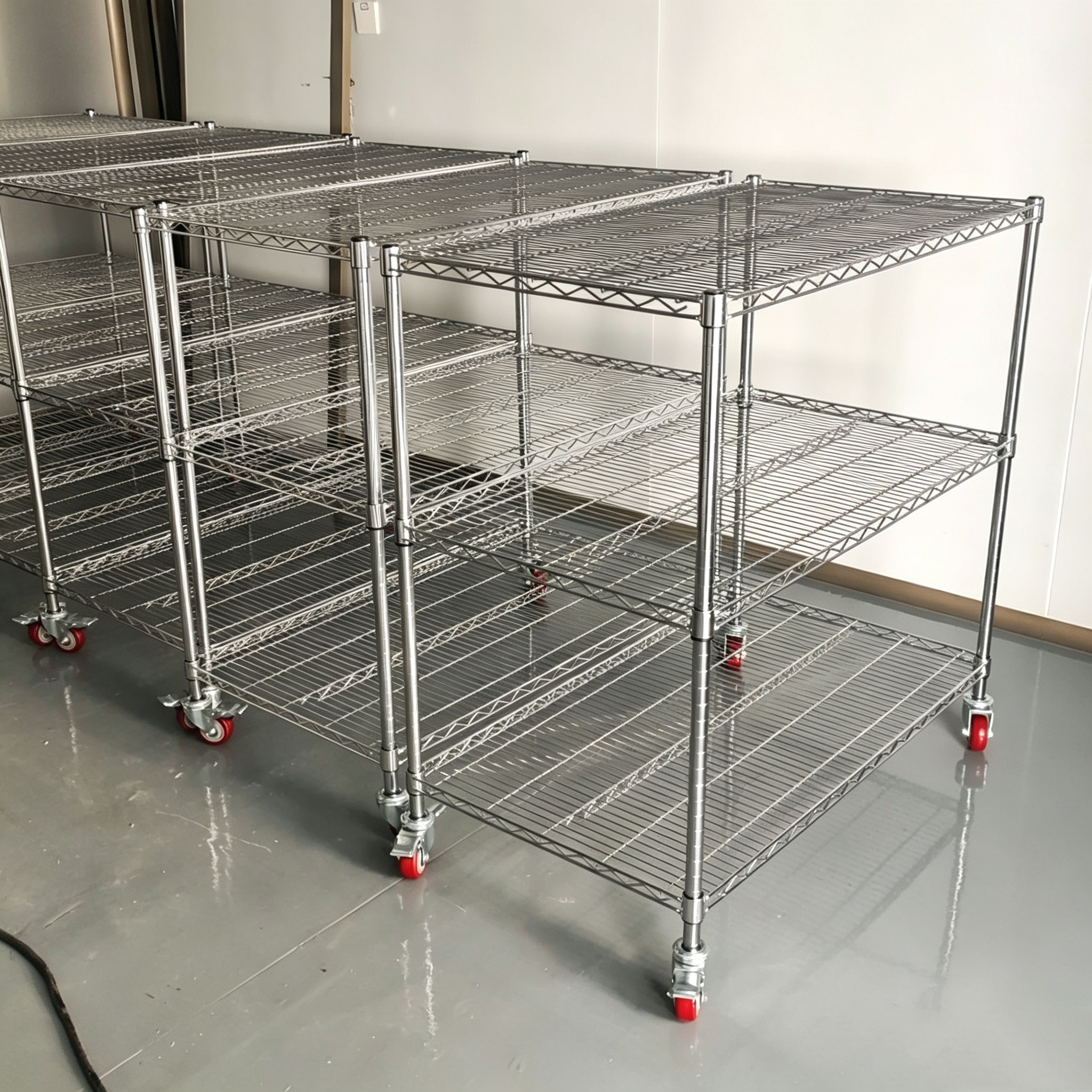 Heavy Duty Industrial Metal Wire Shelving 4mm Thickness 100kg Load Screw Assembly Warehouse Storage Rack