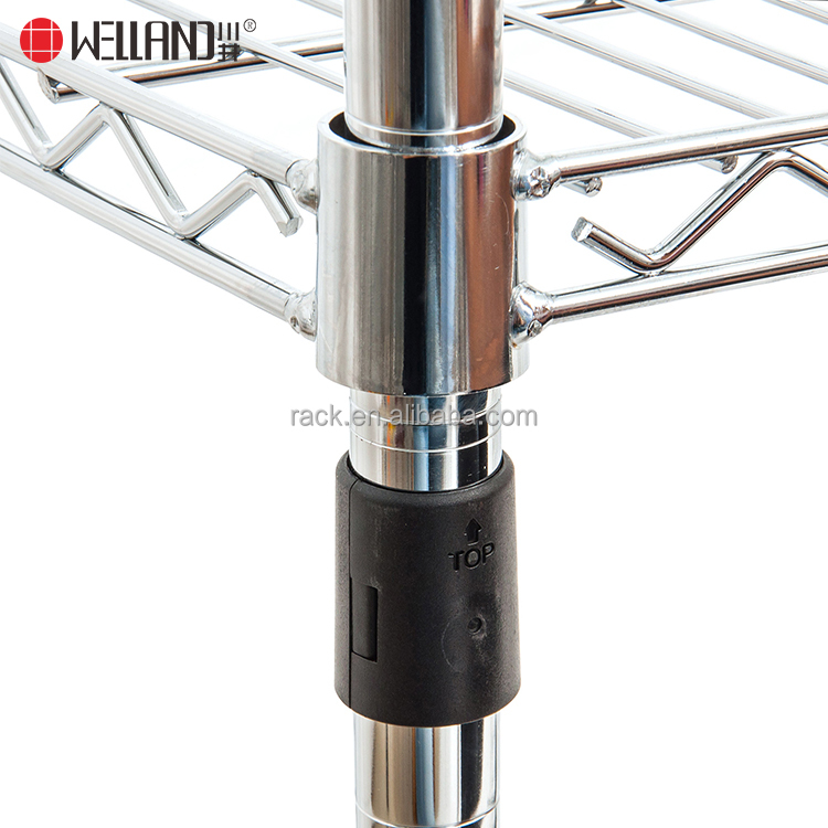 NSF 4 Tiers 800lbs 21" D X 60" W X 72" H Industrial Commercial Chrome Steel Tubular Wire Shelving on Wheels