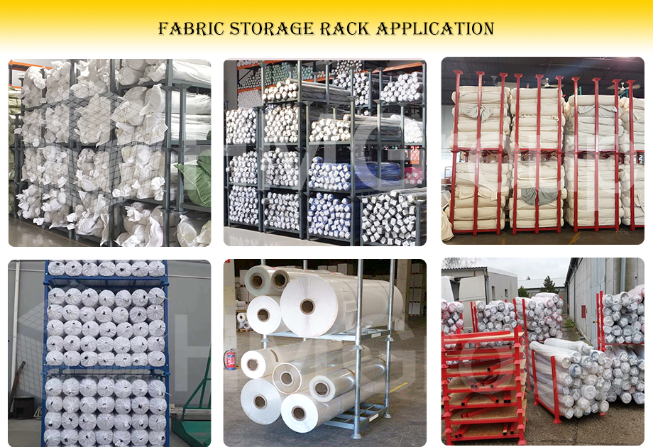 Customization Powder Coated Heavy Duty Steel Metal Stackable Demountable Textile Storage Rack For Fabric Rolls Warehouse