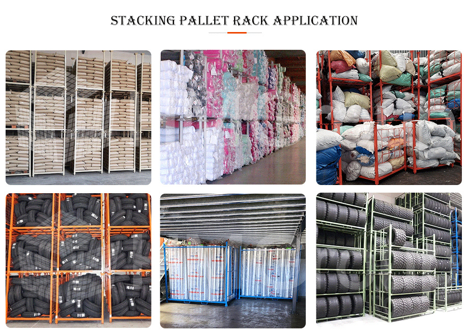 Customized Heavy Duty Transport Warehouse Metal Steel Stacking Folding Tire Storage Rack