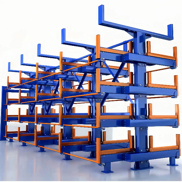 Industrial Heavy Duty Cantilever Rack with Telescopic Extendable Arms Adjustable Steel Pipe Storage Rack for Warehouse Workshop