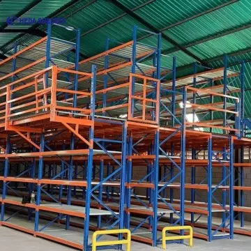Rack-supported mezzanine floor combining pallet racking and picking platform