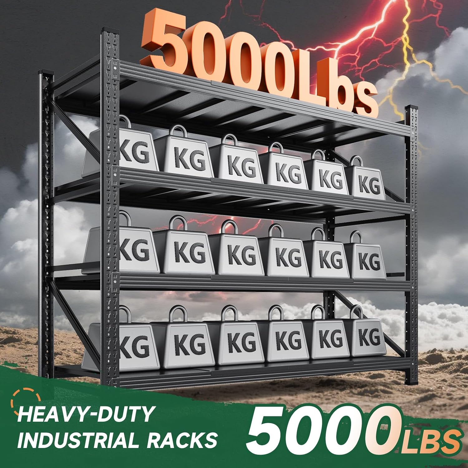 71.3" W Metal Storage Shelves,5000LBS Heavy Duty Garage Shelving Units, 4 Tier Adjustable Utility Rack Shelf,Large Industrial
