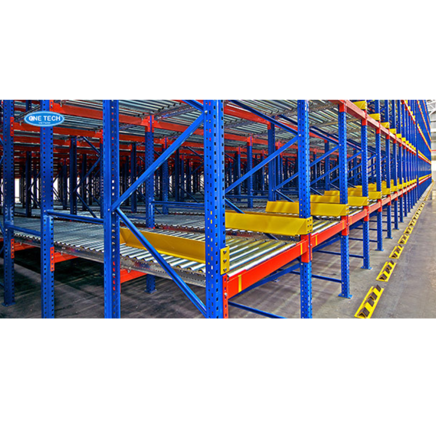 High Quality One Tech Pallet Flow Racking Gravity Flow Racking Vietnam Customization Heavy Duty Steel Electrostatic Powder