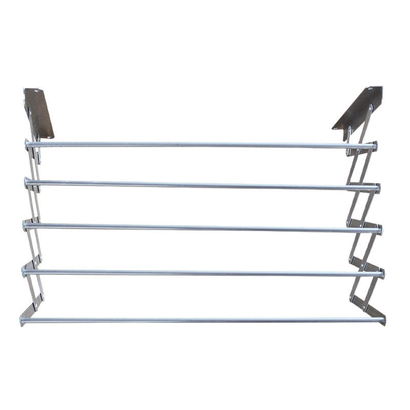 Cross Border Aluminum Alloy No Drill Wall Mounted Push Pull Five Rod Sliding Rack for Balcony Toilet and Indoor Use