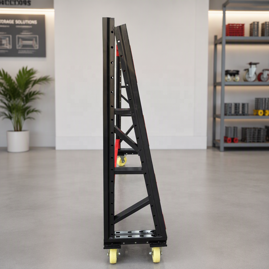 Customized Medium Duty Metallic Roller Rack with Wheels 3-Layer Adjustable Height Storage Rack for Industrial Use