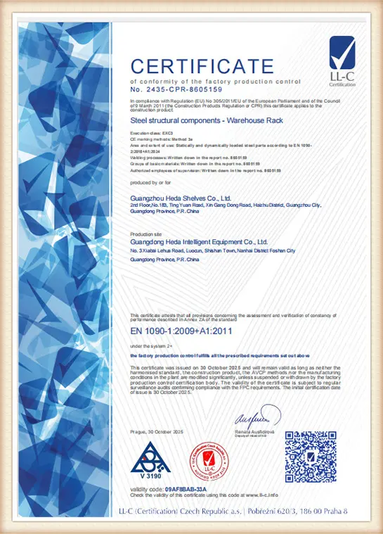 CPR Factory Production Control Certificate