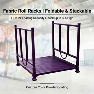 Mobile Fabric Roll Storage Rack Heavy Duty Foldable Stackable Powder Coated Steel Rack For Warehouse Logistics
