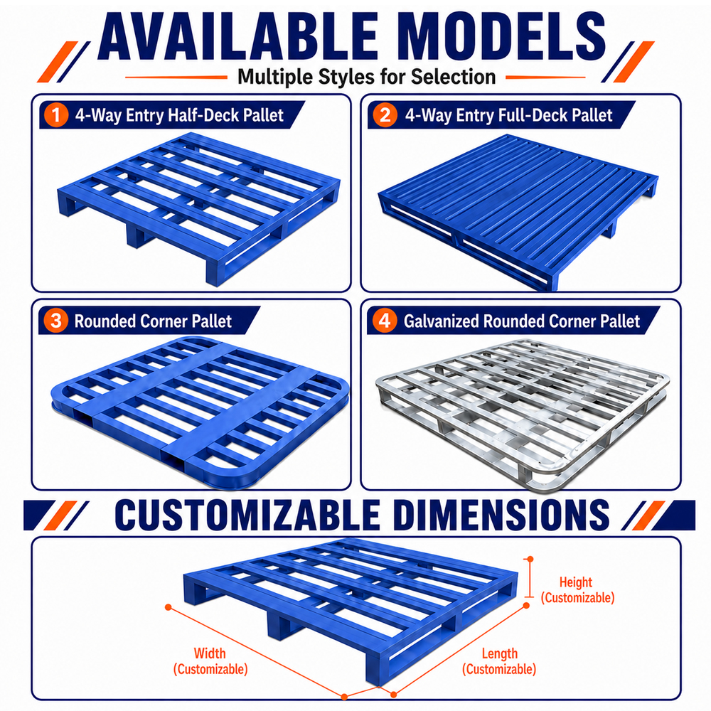 Heavy Duty Steel Pallet 1200x1200x125mm Warehouse Storage Metal Pallet For Pallet Rack System