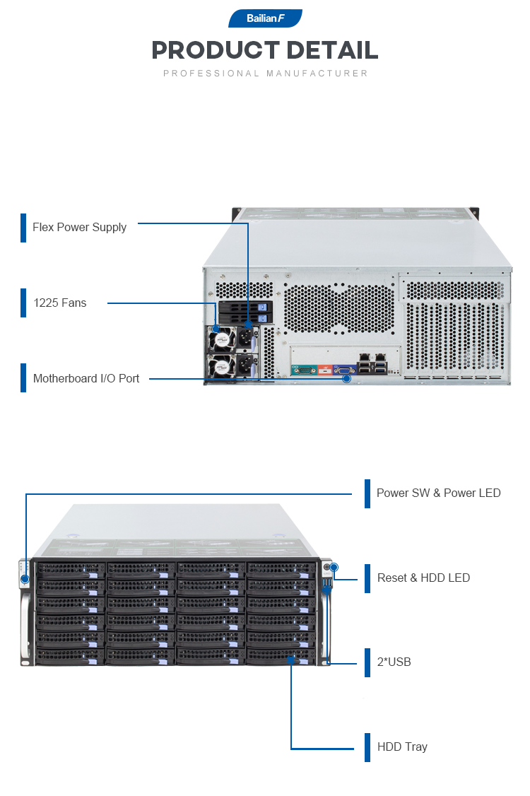 High-Performance 4U24-Bay Rack Server Customizable Itx IPTV Storage Chassis 1300W Redunt Power Low Price Xeon E5 8C 2.4GHz