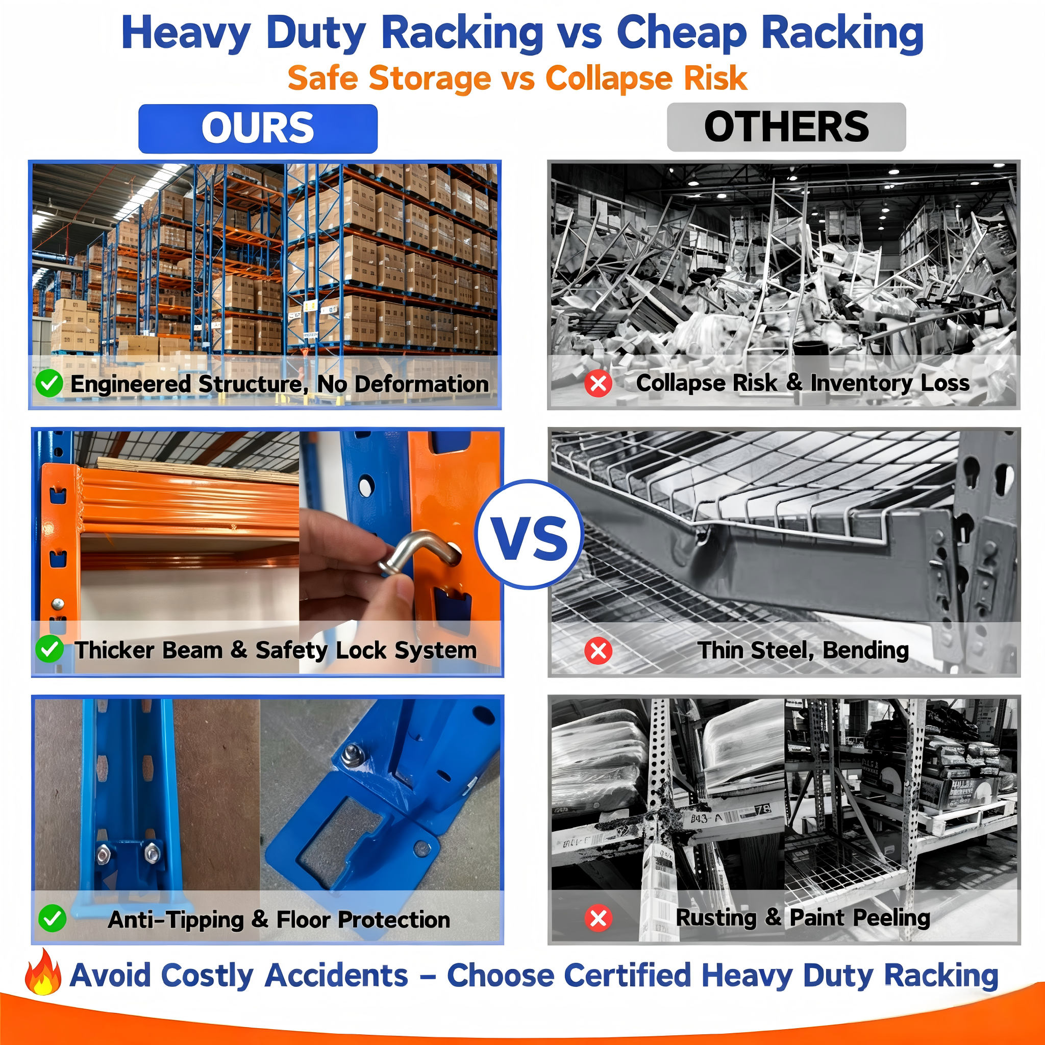 Wholesale Custom Heavy Duty Industrial Rack for High Load 2000 Kilos Per Level Warehouse Storage Tear Drop Pallet Racking System