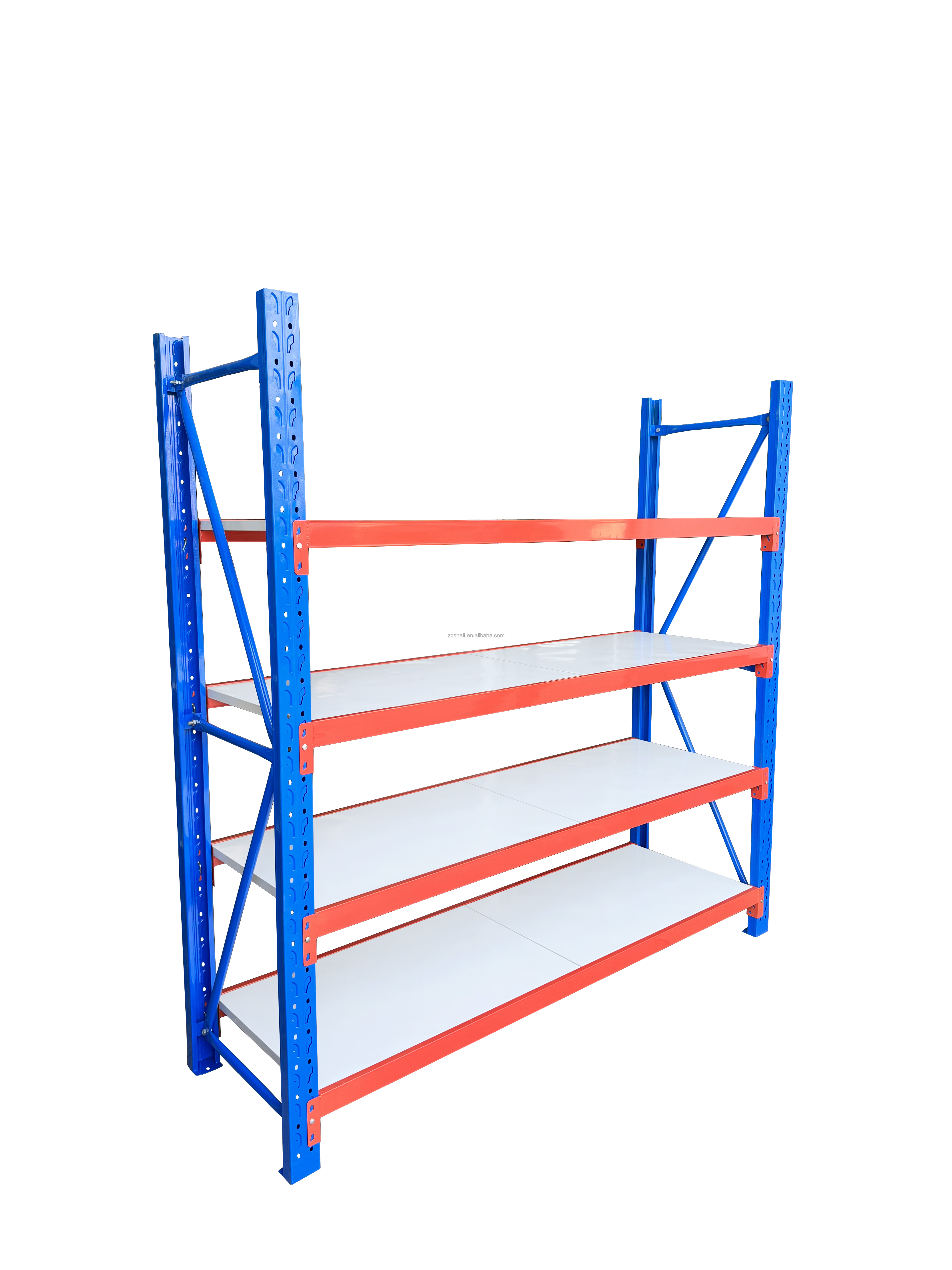 Adjustable Steel Warehouse Shelf, 4 Levels, Boltless Type, 500kg Per Tier Industrial Stack Rack