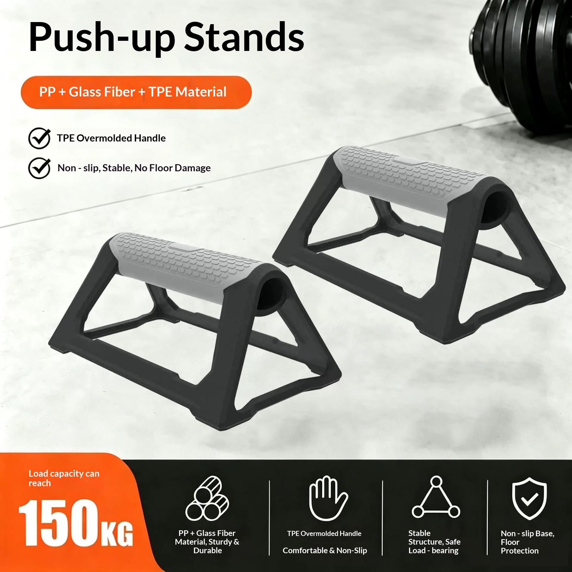 H-shaped Push-up Rack Training Stand Multi-functional I-beam Design No Installation Required Home Gym Equipment for Bodybuilding