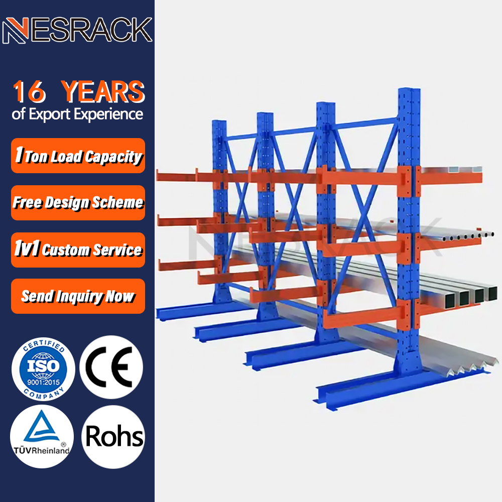 Heavy Duty Adjustable Cantilever Racks CE Certification High Load Capacity (500-3000kg/layer) for Warehouse Storage